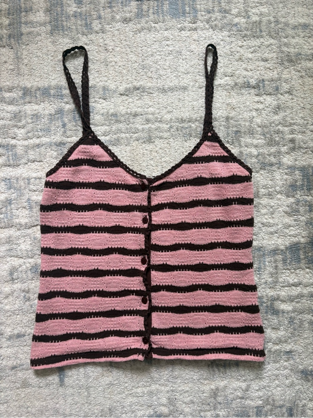 Worn Once Zara Pink and Brown Striped Knit Cami Tank